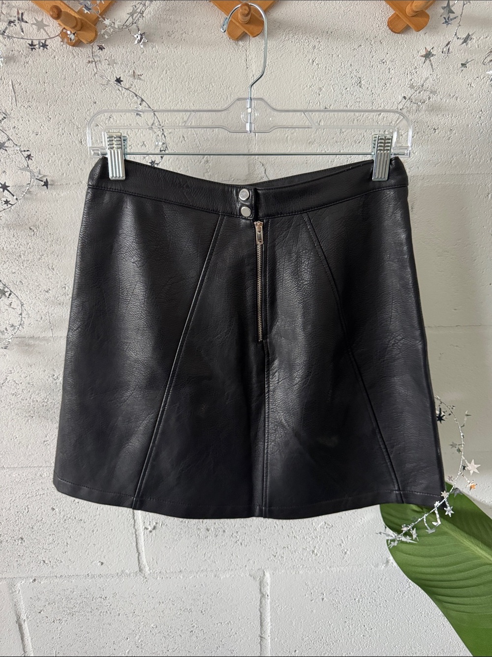 Zara Black Faux Leather A-Line Mini Skirt